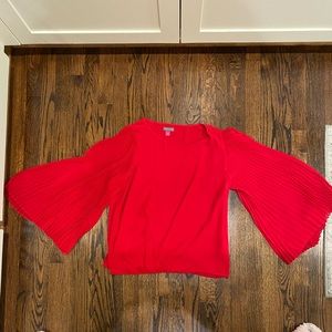 Red Vince Camuto Long Sleeve Pleated Top